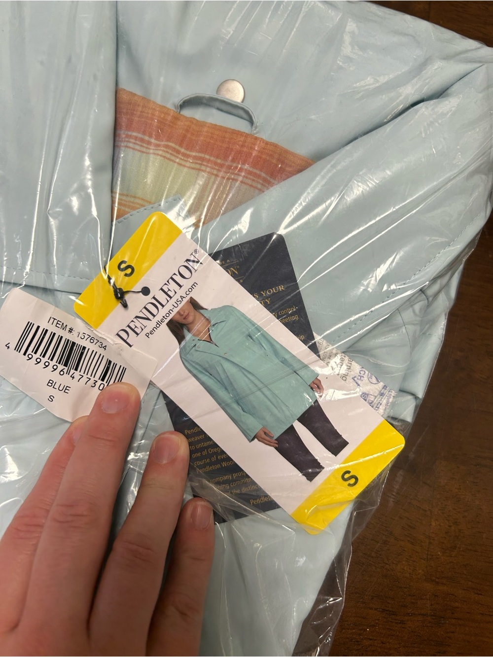 NWT Pendleton Rain Jacket in Light Blue with Plaid Lining Size Small - Picture 5 of 6